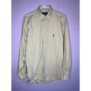 1990s Ralph Lauren Blake Chartreuse Green Old Money Quiet Luxury Oxford Shirt L